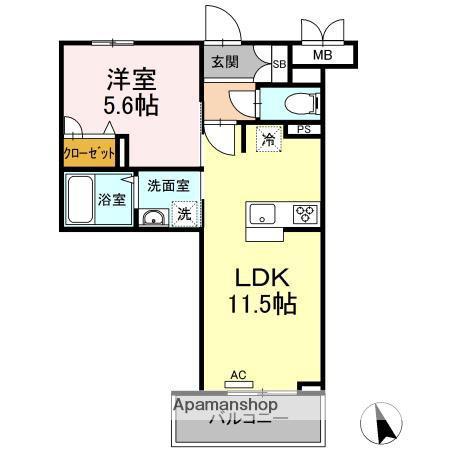 メセナ寺家(1LDK/1階)の間取り写真