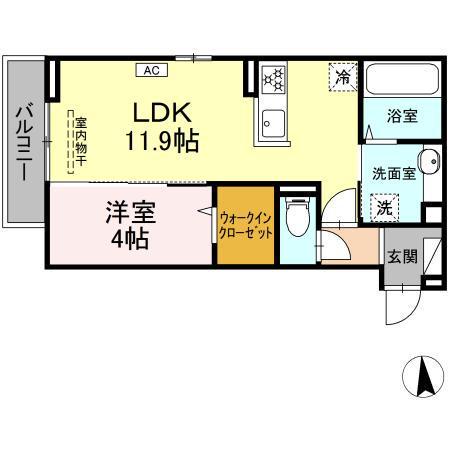 フォルトゥーナ(1LDK/2階)の間取り写真