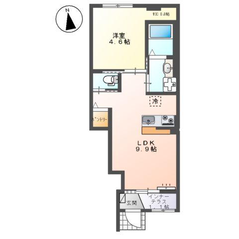 WBEC(1LDK/1階)の間取り写真