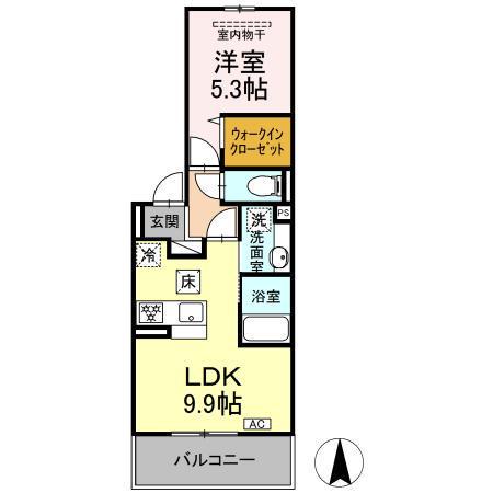 グレイスガーデンC(1LDK/1階)の間取り写真