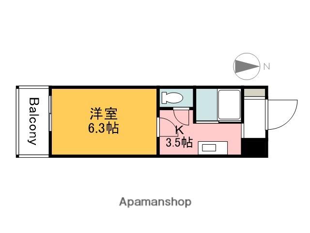 グランドール西原(1K/9階)の間取り写真