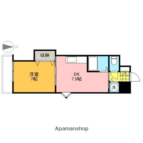 ミッションデルタ(1DK/6階)の間取り写真