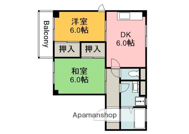 グリーンヒルズ丹那(2DK/2階)の間取り写真