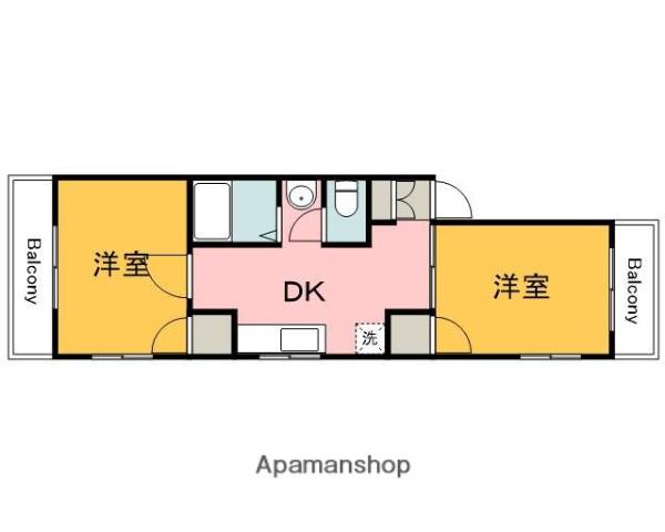 霞ハイツ(2DK/2階)の間取り写真