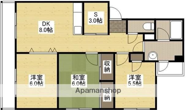 大地マンション(3SDK/1階)の間取り写真