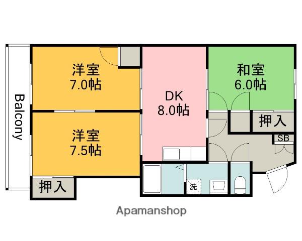 的場レジデンス(3DK/2階)の間取り写真