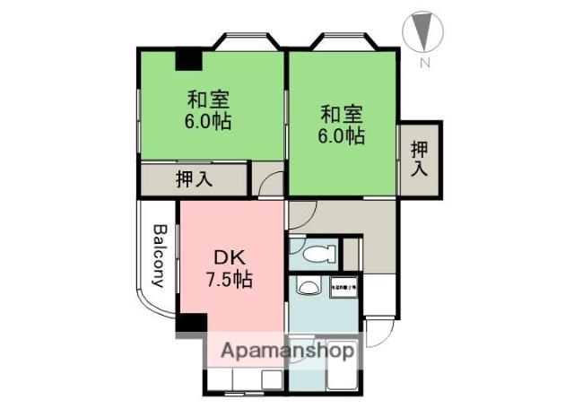 千足 金広ビル(2DK/3階)の間取り写真