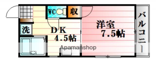 プロスパーヤマモト(1DK/2階)の間取り写真