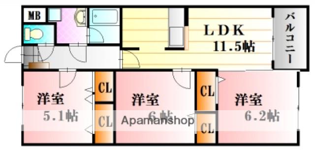 アセーラA館(3LDK/2階)の間取り写真