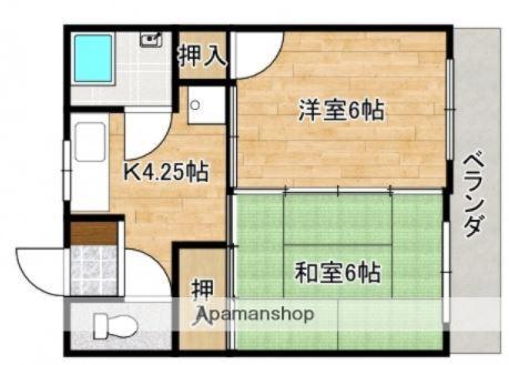 嵯峨野ハイツ(2K/3階)の間取り写真