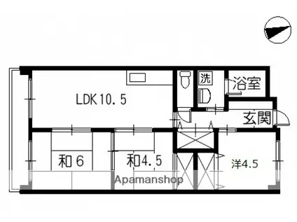 中村ツインビル東館(3LDK/4階)の間取り写真