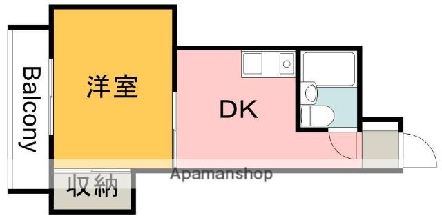 第1片山ビル(1DK/6階)の間取り写真