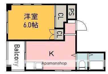 第1片山ビル(1DK/11階)の間取り写真