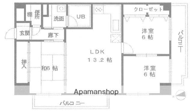 カームレスト・R(3LDK/4階)の間取り写真