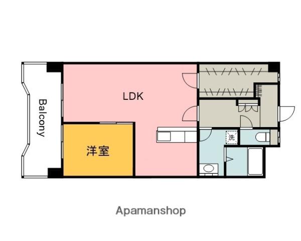 LA宇宙(1LDK/2階)の間取り写真