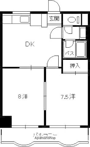 パティオ舟入(2DK/3階)の間取り写真
