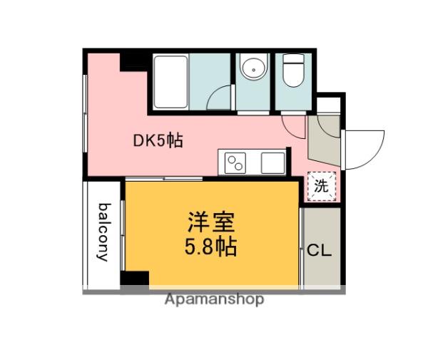 HAMAOKA.BLD(1DK/5階)の間取り写真