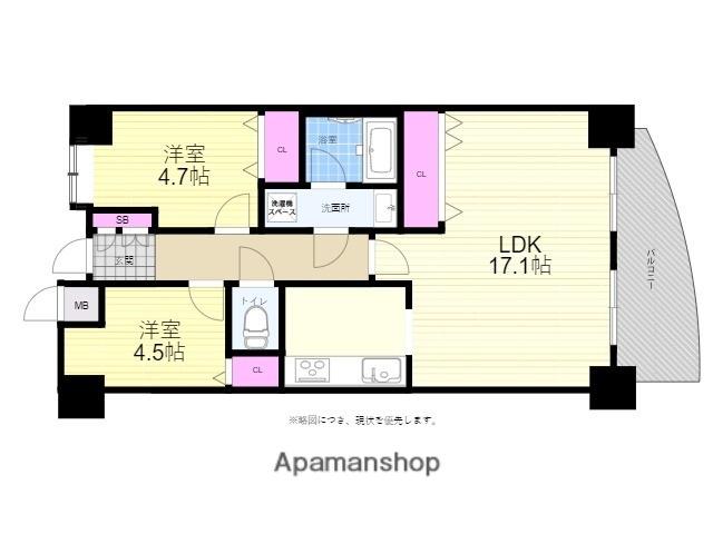 ハイタウン神宮山壱番館(2LDK/9階)の間取り写真