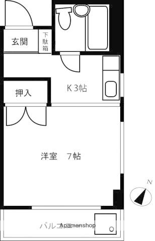 高雄ビル(ワンルーム/3階)の間取り写真