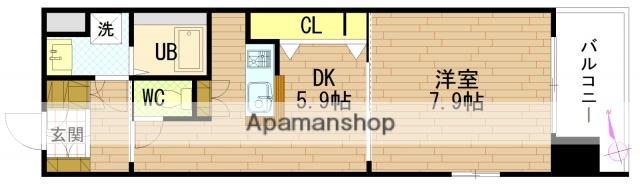 グラビスコート八丁堀(1DK/8階)の間取り写真