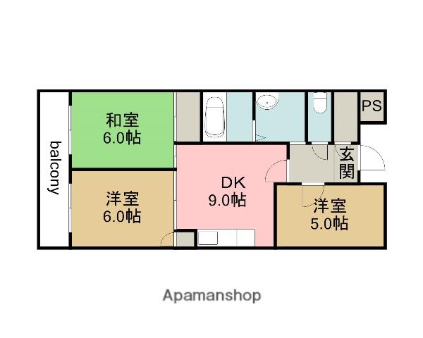 ファーレ高須(3DK/4階)の間取り写真