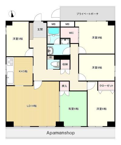コンフォート宝町(5LDK/10階)の間取り写真