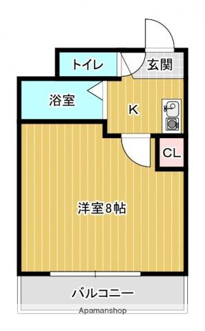 チェリーヒルズハラダ(1K/2階)の間取り写真