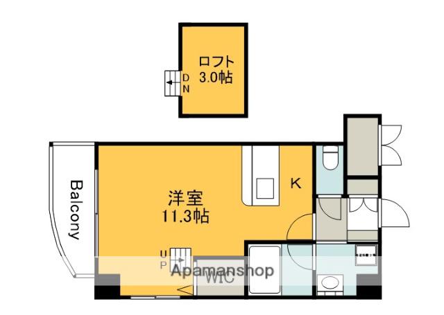 グランドポレストーネ竹屋(ワンルーム/2階)の間取り写真