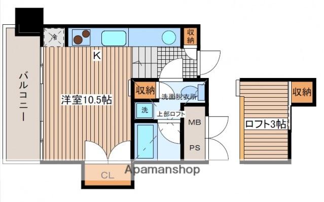 広島電鉄江波線 舟入幸町駅 徒歩2分 9階建 築21年(ワンルーム/3階)の間取り写真