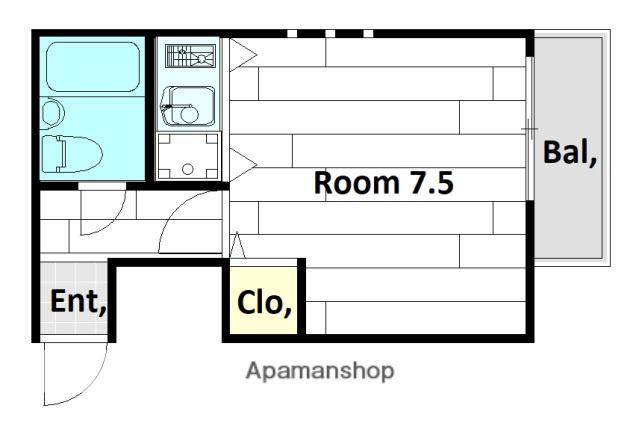 エミューⅡ(ワンルーム/4階)の間取り写真