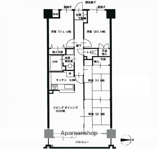 ホウライツルビル(4LDK/7階)の間取り写真