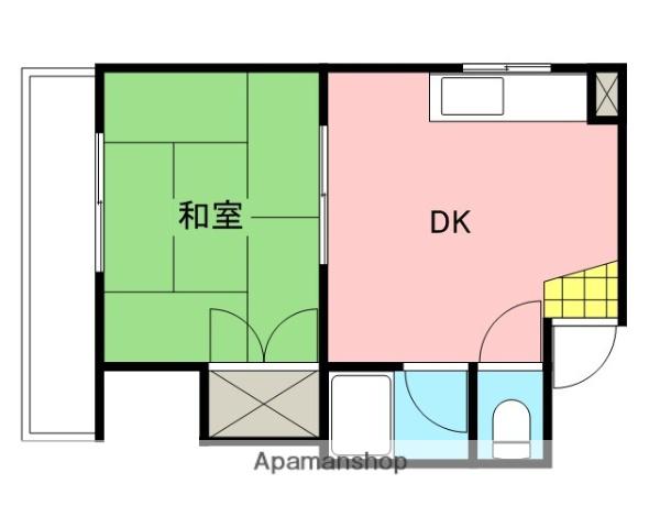 1975BLDG.昭和町 (1DK/4階)の間取り写真