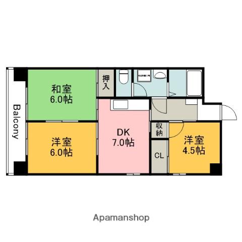 ARISTA広島平和大通(3DK/3階)の間取り写真