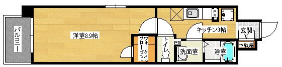第32友建ビル(1K/8階)の間取り写真