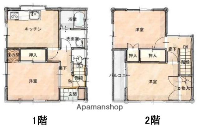 芸備線 戸坂駅 徒歩5分 2階建 築49年(3DK)の間取り写真