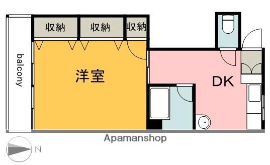 山根ビル(1DK/2階)の間取り写真