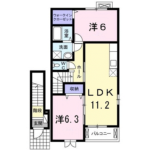 KREIS B(2LDK/2階)の間取り写真