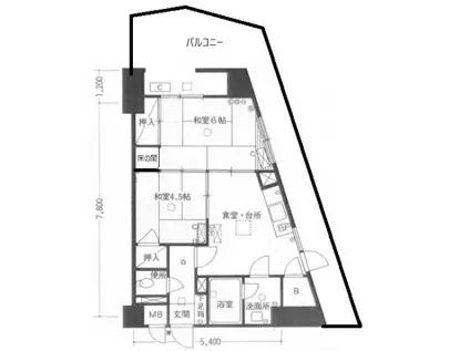チサンマンション広島(2DK/4階)の間取り写真