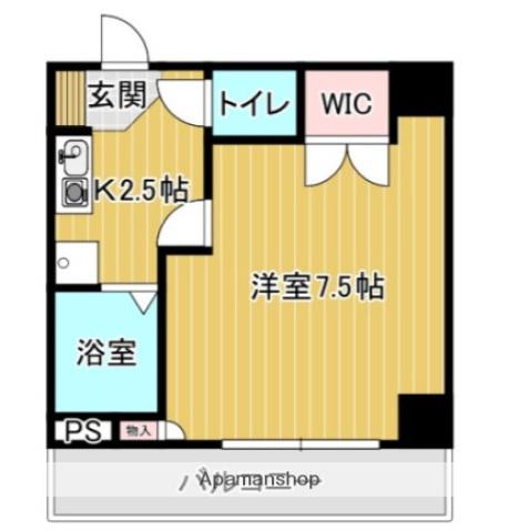 パームヒルズハラダ(1K/4階)の間取り写真