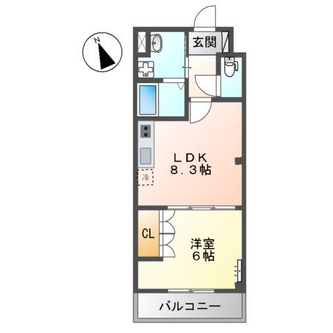 AU SOLEIL(1LDK/3階)の間取り写真
