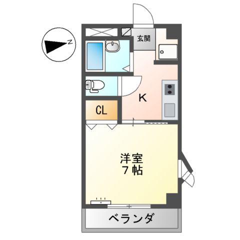 SUNCOAT観音(1K/4階)の間取り写真