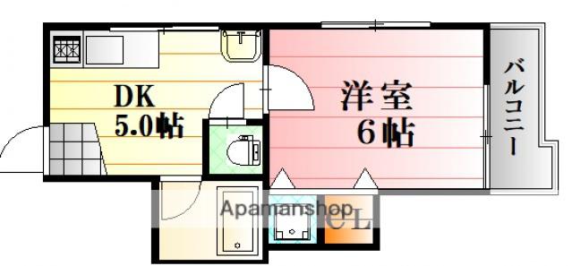 矢野ビル(1DK/2階)の間取り写真