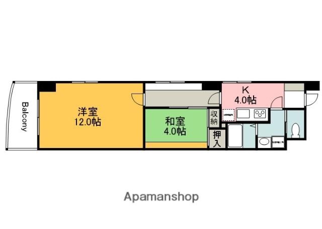 パーセ宝町(2K/4階)の間取り写真