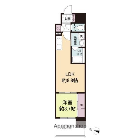 アーバイン比治山 旧ヴィラ博丈比治山(1LDK/12階)の間取り写真