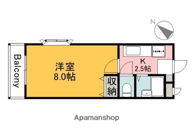 ウイング川内(1K/2階)の間取り写真
