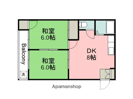 海田町田中マンション(2DK/2階)の間取り写真