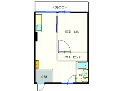 第1今井ビル(1DK/4階)の間取り写真