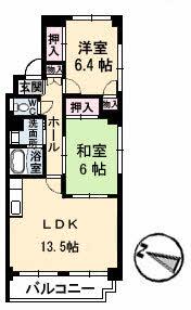 ショウリュウビル(2LDK/3階)の間取り写真