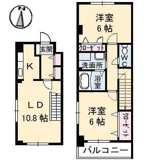 ファミールアビタシオン(2LDK/1階)の間取り写真