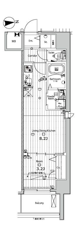 メイクス京橋川(1LDK/7階)の間取り写真